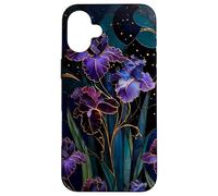 Carcasa para iPhone 16 Plus Art Nouveau Iris Gótico Floral Celeste Oscuro Botánico Arte