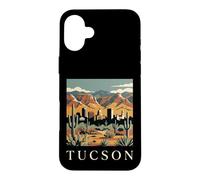 Carcasa para iPhone 16 Plus Arte Urbano Retro del Horizonte de Tucson, Arizona, montañas del Desierto