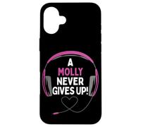 Carcasa para iPhone 16 Plus Auriculares Personalizados con Cita para Juegos A Molly Never Give Up