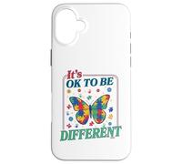 Carcasa para iPhone 16 Plus Autism It's Ok To Be Different Butterfly Puzzle Kid Teacher