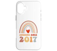 Carcasa para iPhone 16 Plus Awesome Since 2017 9th Birthday Boho Rainbow 9 Years Old