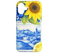 Carcasa para iPhone 16 Plus Azul Coastal Collage Girasol Verano Floral Patrón