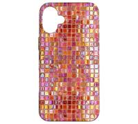 Carcasa para iPhone 16 Plus Azulejos de Mosaico de Vidrio Italiano Sicilia Rosa Naranja Preppy