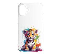 Carcasa para iPhone 16 Plus Baby Tiger Farbspritzer - Tier Kunst - für Sie und Ihn
