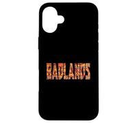 Carcasa para iPhone 16 Plus Badlands Coloridas Formaciones Rocas Clásicas Letras en Negrita
