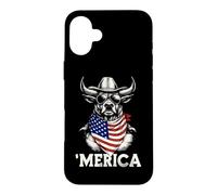 Carcasa para iPhone 16 Plus Bandana Barral Racer con la Bandera Estadounidense de Rodeo Cowboy Country