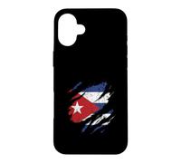 Carcasa para iPhone 16 Plus Bandera Cubana Diseño Rasgado Patriotismo