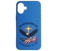 Carcasa para iPhone 16 Plus Bandera de águila One Nation Under God 250 Years Blessed 1776-2026