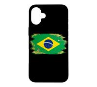 Carcasa para iPhone 16 Plus Bandera de Brasil Orgullo Brasileño Ilustrado Grunge Tattered