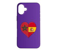 Carcasa para iPhone 16 Plus Bandera España Marruecos Aficionados Marroquíes Españoles