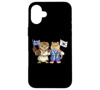 Carcasa para iPhone 16 Plus Bandera Grecia Corea del Sur Raíces Greco-Surcoreanas