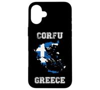 Carcasa para iPhone 16 Plus Bandera Retro de Grecia Envejecida de Corfú