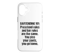 Carcasa para iPhone 16 Plus Bartender Bartending 101 - Reglas de Barra Preescolar, Color Negro
