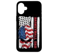 Carcasa para iPhone 16 Plus Basketball Dad American Flag Skull Patriotic 4th of July