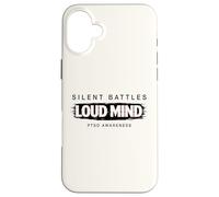 Carcasa para iPhone 16 Plus Batallas silenciosas Mente ruidosa TEPT Glitch Diseño Salud Mental