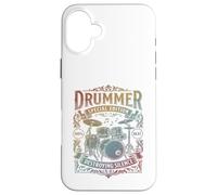 Carcasa para iPhone 16 Plus Baterista Destruyendo Silencio Vintage Steampunk Percusión