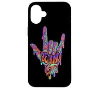 Carcasa para iPhone 16 Plus Be Kind ASL Lenguaje de señas | Retro Groovy - Melting Art