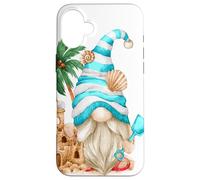 Carcasa para iPhone 16 Plus Beach Lover with Flip Flops and Sand Castle Funny GNOME