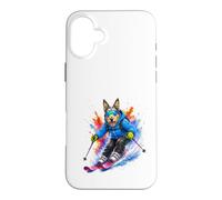 Carcasa para iPhone 16 Plus Berger Picard Perro Esquí Acuarela Splash Art