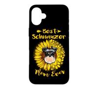 Carcasa para iPhone 16 Plus Best Schnauzer Dog Mom Ever Sunflower Funny Paw Dogs Lovers