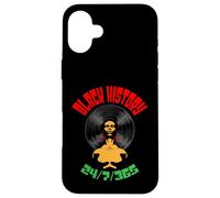 Carcasa para iPhone 16 Plus Black History Month 24/7/365 Disco de Vinilo LP Afro Music DJ