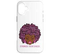 Carcasa para iPhone 16 Plus Black Women Queen Stronger Than Breast Cancer Pink Ribbon