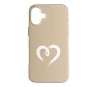Carcasa para iPhone 16 Plus Blanco Arena Tan Mano Dibujado Corazón Lindo Estética