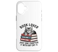 Carcasa para iPhone 16 Plus Book Lover Maine Coon Solo un capítulo más con mi Gato