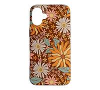 Carcasa para iPhone 16 Plus Brown Flowers Meadow Floral Retro Groovy Aesthetic Women