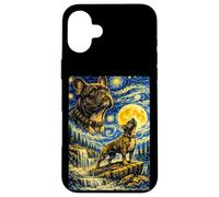 Carcasa para iPhone 16 Plus Bulldog Francés Noche Estrellada Van Gogh Lindo Perro Aullando