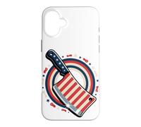 Carcasa para iPhone 16 Plus Butcher American Flag Meat Cutter Cleaver Patriotic