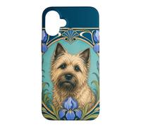 Carcasa para iPhone 16 Plus Cairn Terrier Perro Art Nouveau Iris Botánico