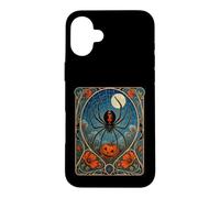 Carcasa para iPhone 16 Plus Calabaza Art Nouveau Black Widow Spider Halloween