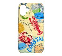 Carcasa para iPhone 16 Plus California Coastal Seafood Collage Retro Beach Food Art