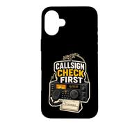 Carcasa para iPhone 16 Plus CALLSIGN Check First Radioaficionado Estación Micrófono