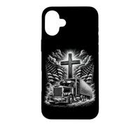 Carcasa para iPhone 16 Plus Camionero Jesús Semi Truck God Christian Bible Driver Big Rig