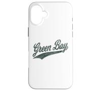 Carcasa para iPhone 16 Plus Camiseta Deportiva clásica con Texto en inglés Green Bay Wisconsin Varsity Script