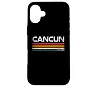 Carcasa para iPhone 16 Plus Cancún México Retro Rayas Vintage Beach Travel Design