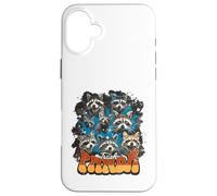 Carcasa para iPhone 16 Plus Caras de Mapache Animales Salvajes Estilo Grunge gráfico
