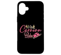 Carcasa para iPhone 16 Plus Caravana Babe Lets Camp Rosa Camper Life Funny Camping
