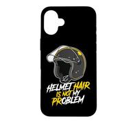 Carcasa para iPhone 16 Plus Casco de Motociclista Hair Not My Problem Calvo Motocicleta Rider