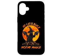 Carcasa para iPhone 16 Plus Cat Is Black Not My Magick Witch Cats Moon Scary Halloween