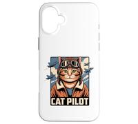 Carcasa para iPhone 16 Plus Cat Pilot Aviator Estilo Vintage