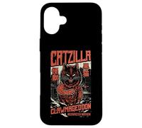 Carcasa para iPhone 16 Plus Catzilla Vintage Japonés Cat Lover Monster Movie Poster