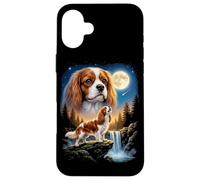 Carcasa para iPhone 16 Plus Cavalier King Charles Spaniel Howling to The Moon Meme Divertido