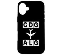 Carcasa para iPhone 16 Plus CDG a ALG Ruta de avión París Argel