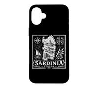 Carcasa para iPhone 16 Plus Cerdeña Italia Mapa Xilografía Impresión