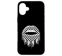 Carcasa para iPhone 16 Plus Checkered Black White Lip Cute Checkerboard