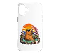 Carcasa para iPhone 16 Plus Chill Capybara Hot Spring Sunset Retro Funny Summer
