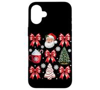 Carcasa para iPhone 16 Plus Chocolate Caliente con Lazos de Papá Noel